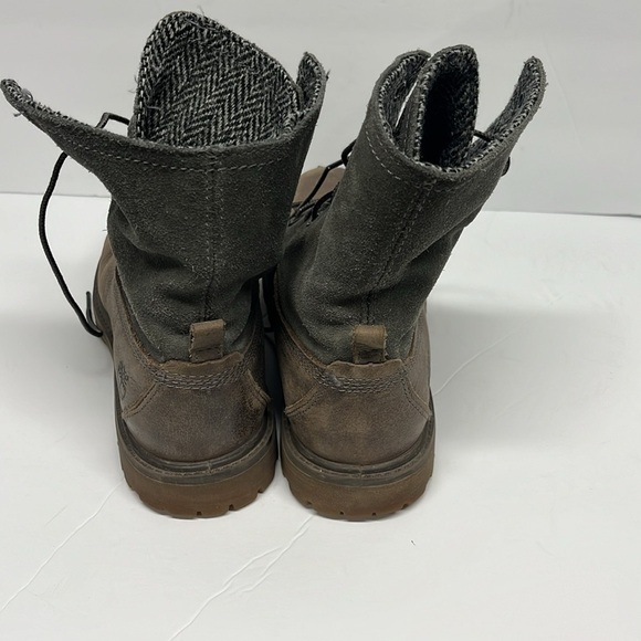Timberland Harris Tweed Women's Fold Down Leather Boots Size 6.5 Gray Teddy - Picture 5 of 7